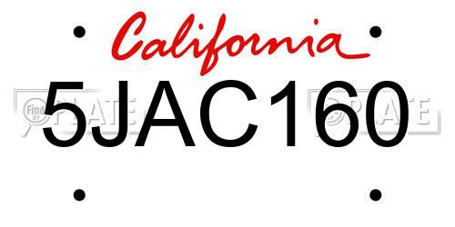 5JAC160 California License Plate