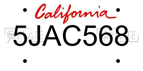 5JAC568 California License Plate