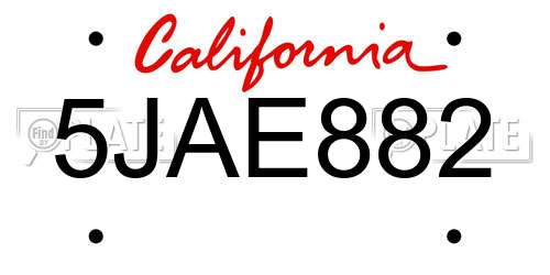 5JAE882 California License Plate