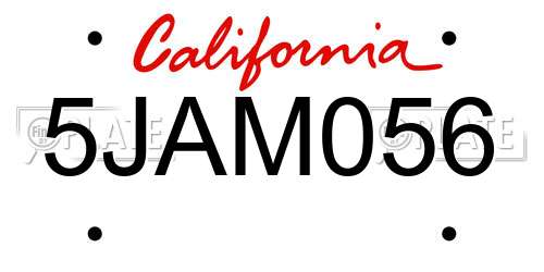 5JAM056 California License Plate