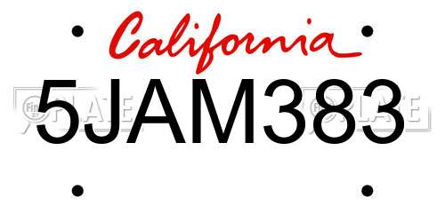 5JAM383 California License Plate