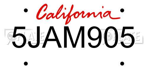 5JAM905 California License Plate