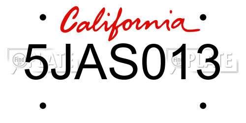 5JAS013 California License Plate