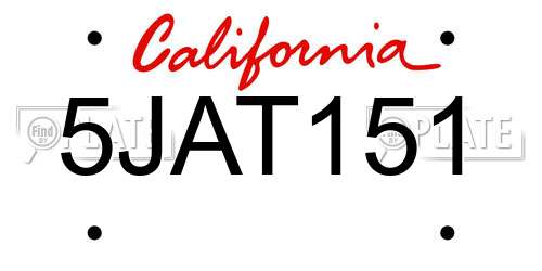 5JAT151 California License Plate
