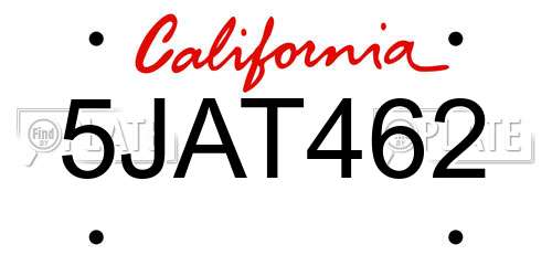 5JAT462 California License Plate