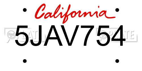5JAV754 California License Plate