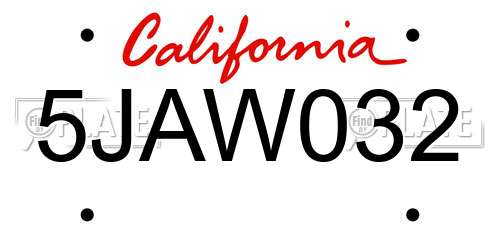 5JAW032 California License Plate
