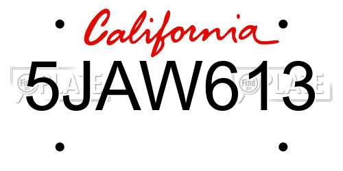 5JAW613 California License Plate