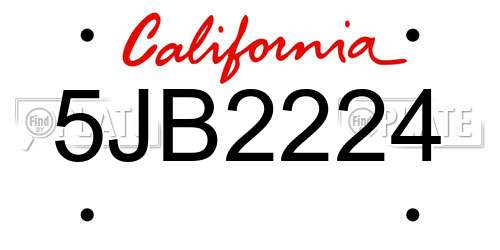 5JB2224 California License Plate