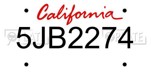 5JB2274 California License Plate