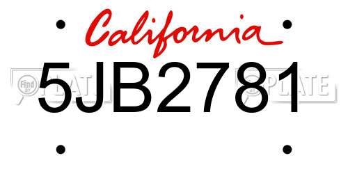 5JB2781 California License Plate