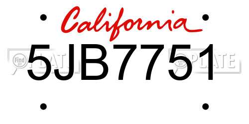 5JB7751 California License Plate