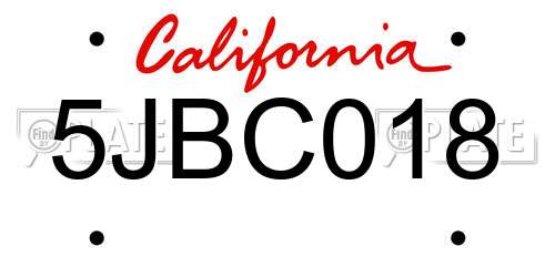5JBC018 California License Plate