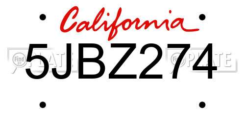 5JBZ274 California License Plate