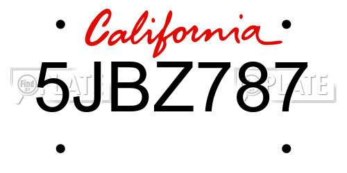 5JBZ787 California License Plate