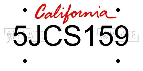 5JCS159 California License Plate