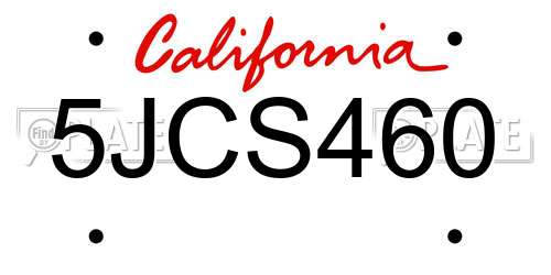 5JCS460 California License Plate