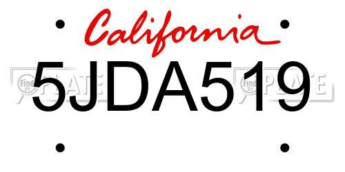 5JDA519 California License Plate