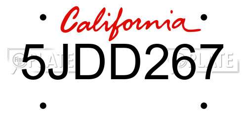 5JDD267 California License Plate