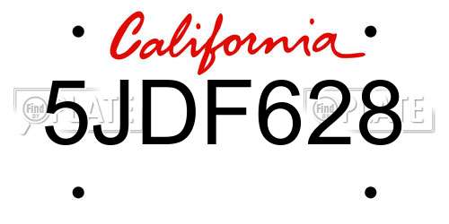 5JDF628 California License Plate