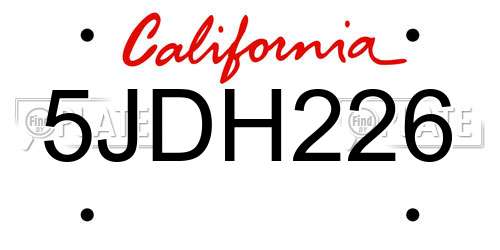 5JDH226 California License Plate