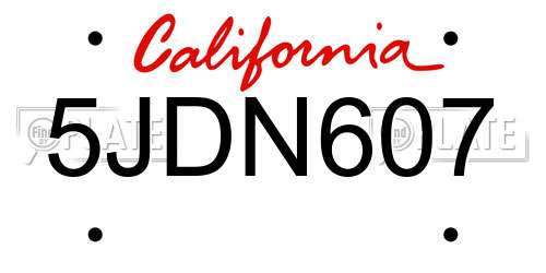 5JDN607 California License Plate