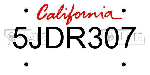 5JDR307 California License Plate