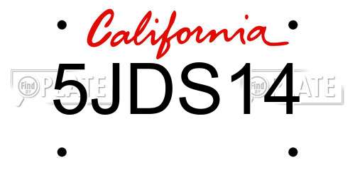 5JDS14 California License Plate