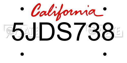 5JDS738 California License Plate