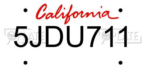 5JDU711 California License Plate