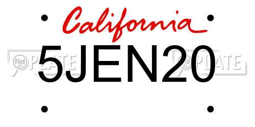 5JEN20 California License Plate