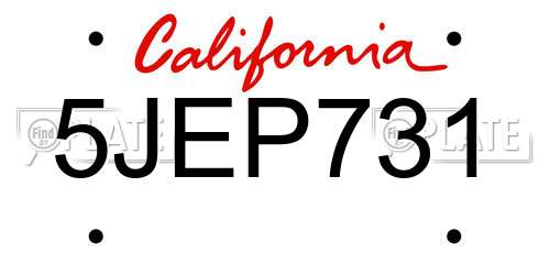 5JEP731 California License Plate