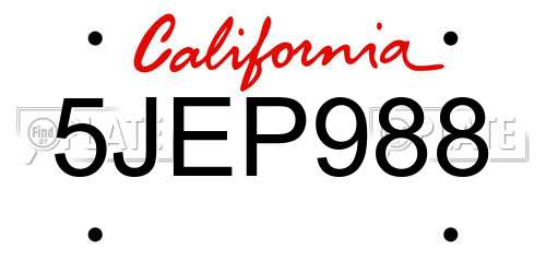 5JEP988 California License Plate