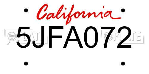5JFA072 California License Plate