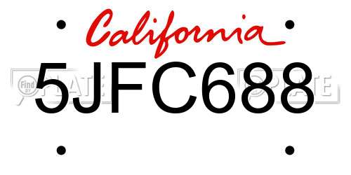 5JFC688 California License Plate