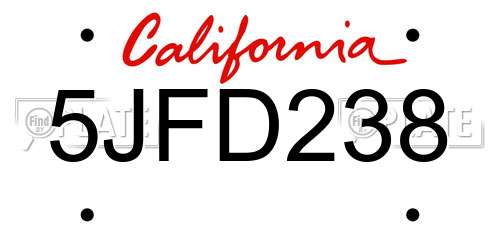 5JFD238 California License Plate