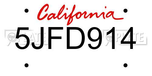 5JFD914 California License Plate