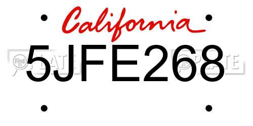 5JFE268 California License Plate