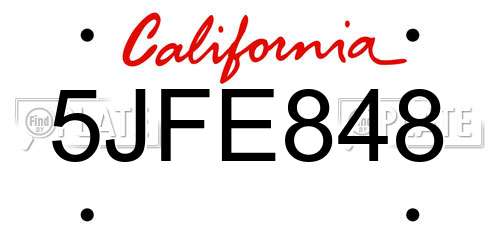 5JFE848 California License Plate