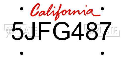 5JFG487 California License Plate