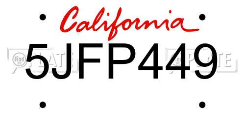 5JFP449 California License Plate