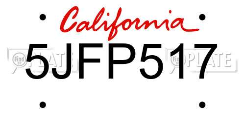 5JFP517 California License Plate