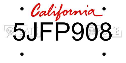5JFP908 California License Plate
