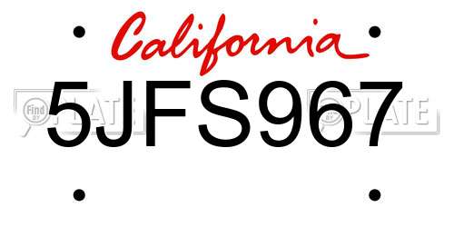 5JFS967 California License Plate