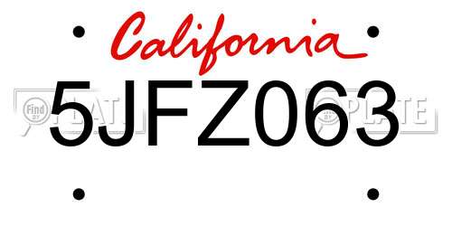 5JFZ063 California License Plate
