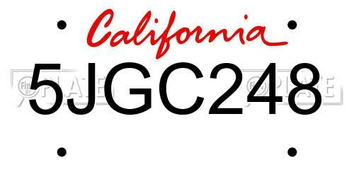 5JGC248 California License Plate