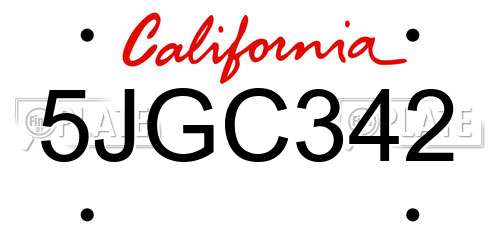 5JGC342 California License Plate