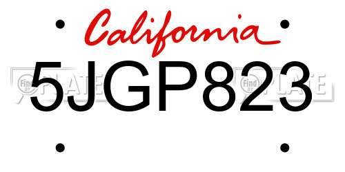 5JGP823 California License Plate