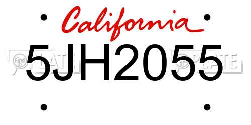 5JH2055 California License Plate