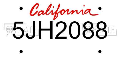 5JH2088 California License Plate